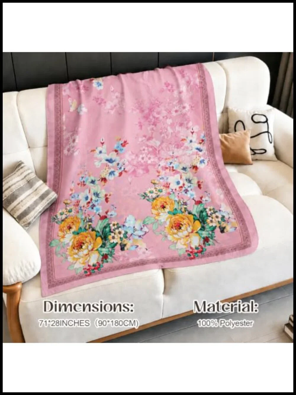 Silk-Feel Satin Travel Scarf, Large Fashion Shawl Wrap, Lightweight Polyester